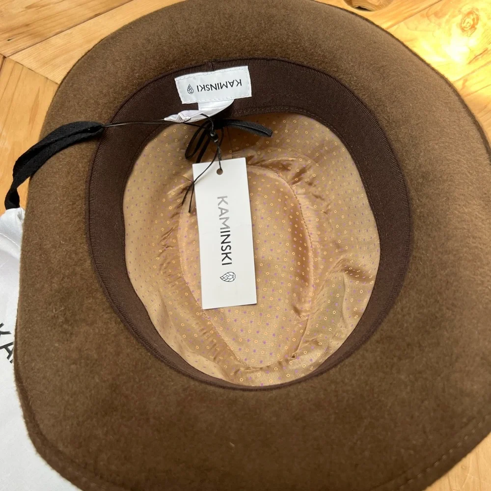NWT Helen Kaminski Enzo Clove/Brandy Brown Felt Fur Fedora Hat - Picture 5 of 16